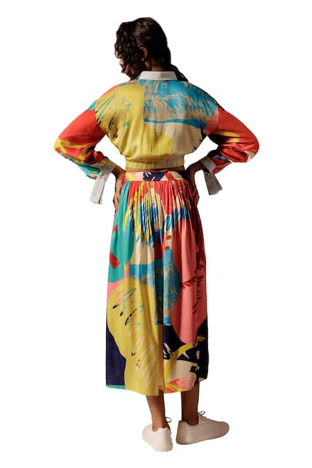 Buy_Advait_Multi Color Collared Juno Print Cropped Shirt _Online_at_Aza_Fashions