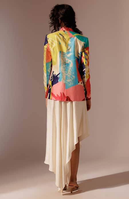 Shop_Advait_Multi Color Bamboo Beads, Embroidery Juno Blazer _at_Aza_Fashions