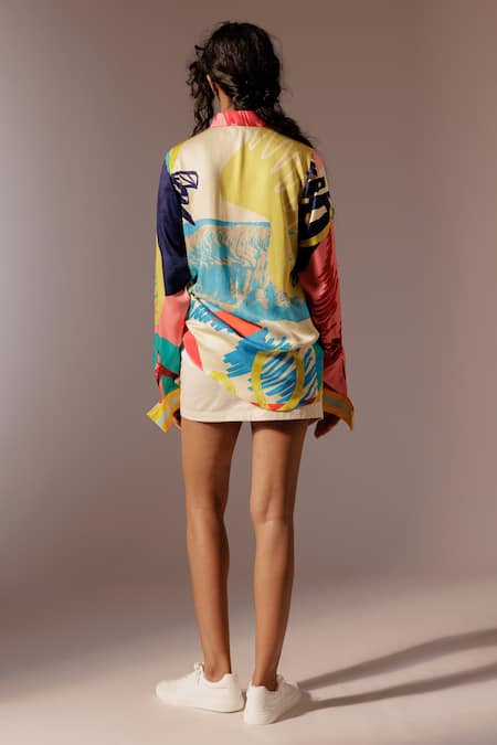 Shop_Advait_Multi Color Embroidery, Beads Collared Juno Shirt _at_Aza_Fashions