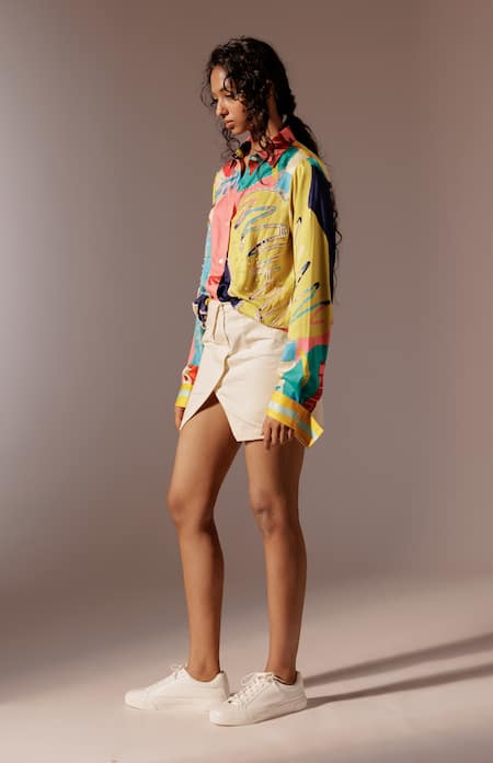 Shop_Advait_Multi Color Embroidery, Beads Collared Juno Shirt _Online_at_Aza_Fashions