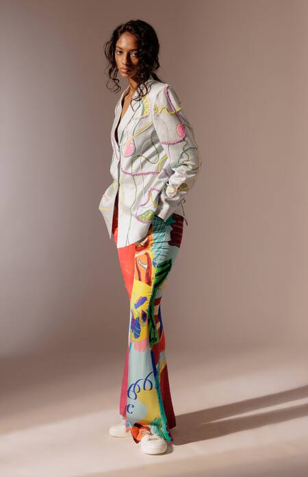Shop_Advait_Blue Sequins, Beads Maia Embroidered Blazer _at_Aza_Fashions