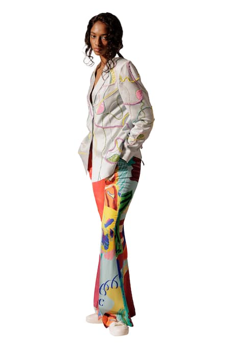 Advait_Blue Sequins, Beads Maia Embroidered Blazer _Online_at_Aza_Fashions