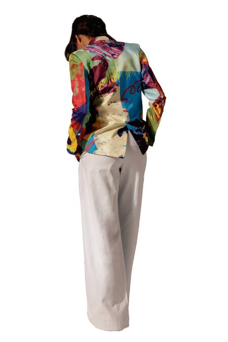Buy_Advait_Blue Cotton Drill Plain Maia Overlap Trouser _Online_at_Aza_Fashions