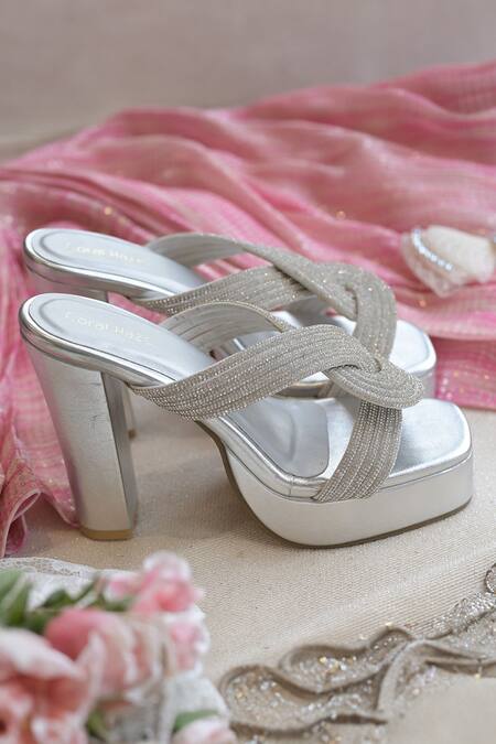 Coral Haze_Silver Rhinestones Sasha Embellished Curvy-strapped Block Heel Sandals_Online_at_Aza_Fashions