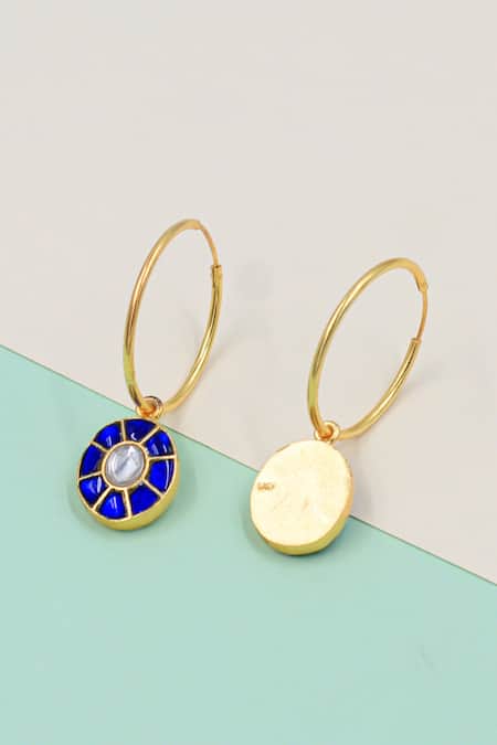 Sangeeta Boochra_Blue Stones Embellished Hoops _Online_at_Aza_Fashions