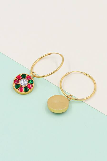 Sangeeta Boochra Multi Color Stones Embellished Circular Motif Hoops Online at Aza Fashions Sangeeta Boochra_Multi Color Stones Embellished Circular Motif Hoops _Online_at_Aza_Fashions