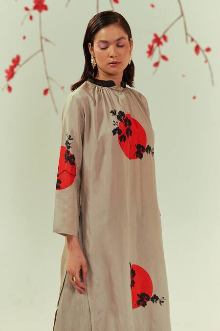 Buy_Coeur_Green Bamboo Silk Print Ikigai Yugen Tunic Top With Flared Pant  