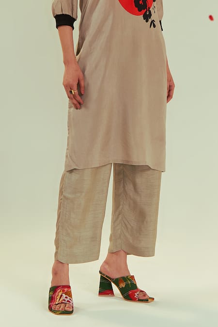 Buy_Coeur_Green Bamboo Silk Print Ikigai Yugen Bloom Tunic Top With Pant  _Online_at_Aza_Fashions