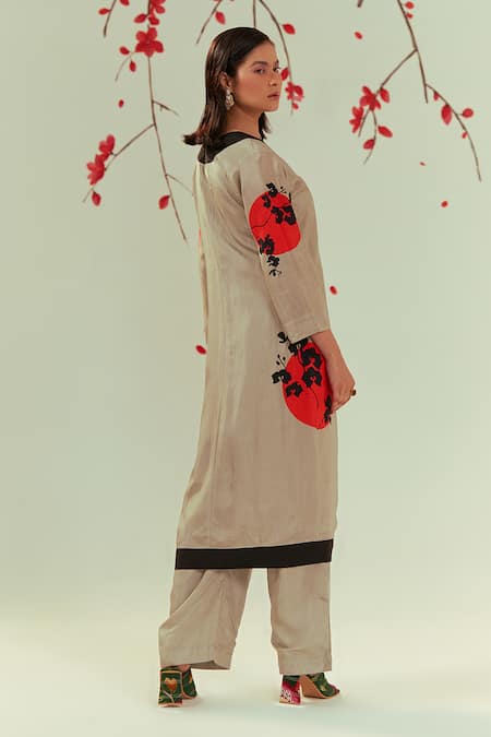 Shop Coeur Green Bamboo Silk Print Ikigai Boat Yugen Art Jacket Flared Pant Set at Aza Fashions Shop_Coeur_Green Bamboo Silk Print Ikigai Boat Yugen Art Jacket Flared Pant Set _at_Aza_Fashions