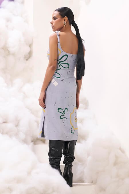 Shop Sahil Kochhar Blue Linen Embroidered Applique Scoop Jolene Midi Dress at Aza Fashions Shop_Sahil Kochhar_Blue Linen Embroidered Applique Scoop Jolene Midi Dress _at_Aza_Fashions