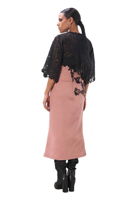 Buy_Sahil Kochhar_Black Cotton Satin Embroidered 3d Applique Round Kathie Dress  _Online_at_Aza_Fashions