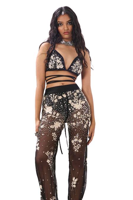 Buy Sahil Kochhar Black Cotton Satin Beads, Applique Sweetheart Neck Mia And Embroidered Crop Top Online at Aza Fashions Buy_Sahil Kochhar_Black Cotton Satin Beads, Applique Sweetheart Neck Mia And Embroidered Crop Top _Online_at_Aza_Fashions