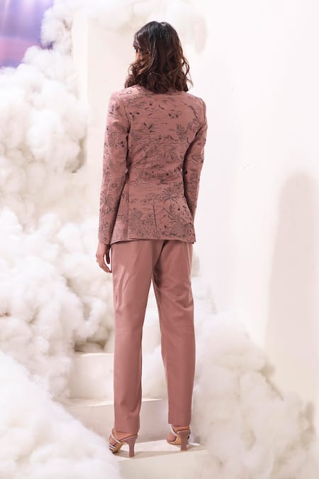 Shop Sahil Kochhar Pink Suiting Solid Myla Pant at Aza Fashions Shop_Sahil Kochhar_Pink Suiting Solid Myla Pant _at_Aza_Fashions