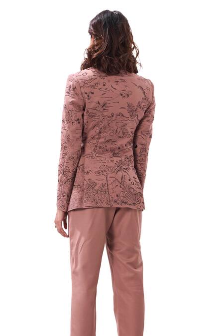 Sahil Kochhar Pink Suiting Solid Myla Pant Online at Aza Fashions Sahil Kochhar_Pink Suiting Solid Myla Pant _Online_at_Aza_Fashions