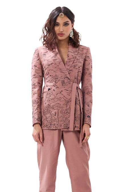 Buy Sahil Kochhar Pink Suiting Solid Myla Pant Online at Aza Fashions Buy_Sahil Kochhar_Pink Suiting Solid Myla Pant _Online_at_Aza_Fashions