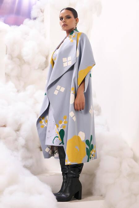 Shop Sahil Kochhar Blue Suiting Applique Lapel Collar Raya Flared Jacket Online at Aza Fashions Shop_Sahil Kochhar_Blue Suiting Applique Lapel Collar Raya Flared Jacket _Online_at_Aza_Fashions