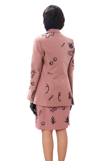 Sahil Kochhar Pink Suiting Embellished Applique Lapel Collar Tyra Doodle Jacket Online at Aza Fashions Sahil Kochhar_Pink Suiting Embellished Applique Lapel Collar Tyra Doodle Jacket _Online_at_Aza_Fashions