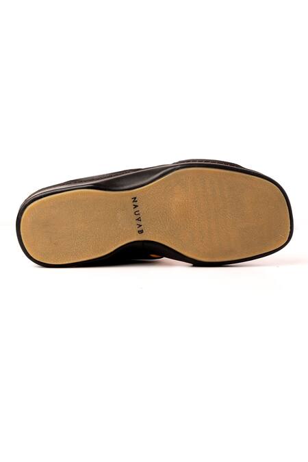 Nauvab Black Baksua Brogue Sandals Online at Aza Fashions Nauvab_Black Baksua Brogue Sandals _Online_at_Aza_Fashions
