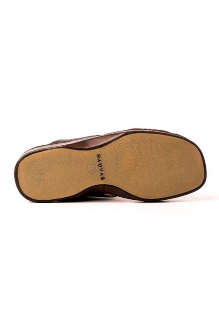 Buy Nauvab Brown Plain Baksua Brogue Dual Strap Sandals Online at Aza Fashions Buy_Nauvab_Brown Plain Baksua Brogue Dual Strap Sandals _Online_at_Aza_Fashions