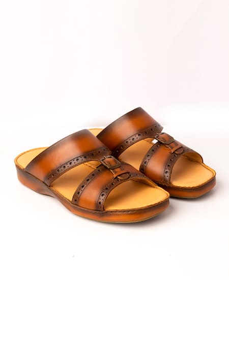 Nauvab Brown Plain Arba Baksua Brogue Sandals 