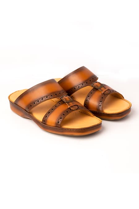 Nauvab Brown Plain Arba Baksua Brogue Sandals 