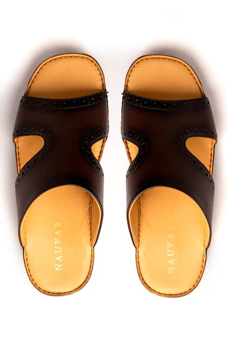 Nauvab Arba Leather Plain Brogue Sandals 