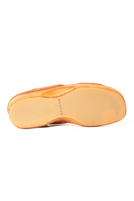 Buy_Nauvab_Brown Plain Arba Lather Sandals _Online_at_Aza_Fashions