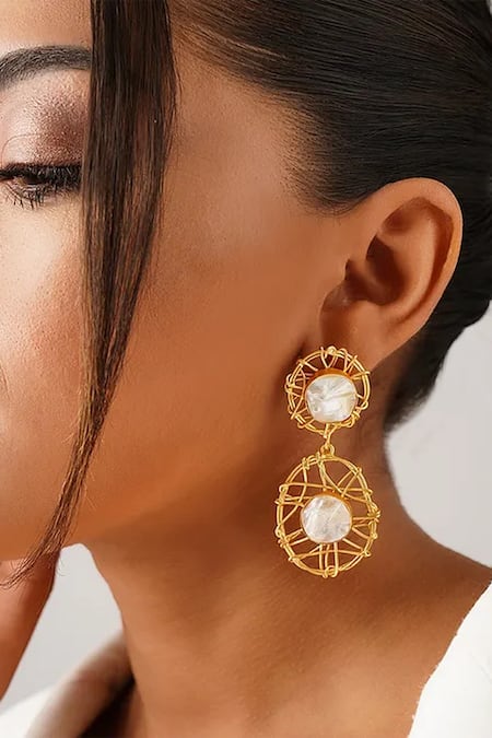 Kastiya Jewels Baroque Pearl Embellished Earrings 