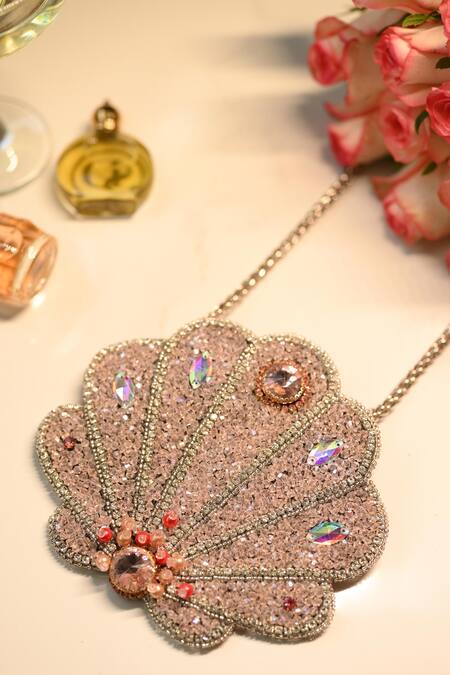 Detach accessories Pink Crystal Sheaya The Shell Embellished Bag