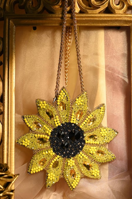 Detach accessories Yellow Crystal Soraya The Sunflower Embellished Bag 