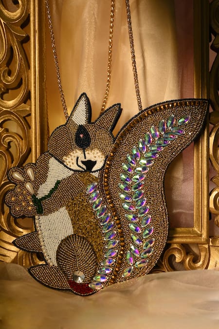 Detach accessories Gold Stones Nutsy Squirrel Sling Bag 