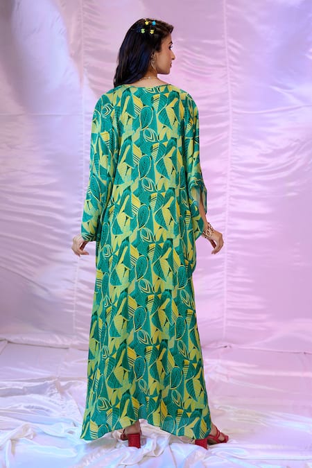 Siarra Leaf Print Kaftan Tunic & Pant Set 