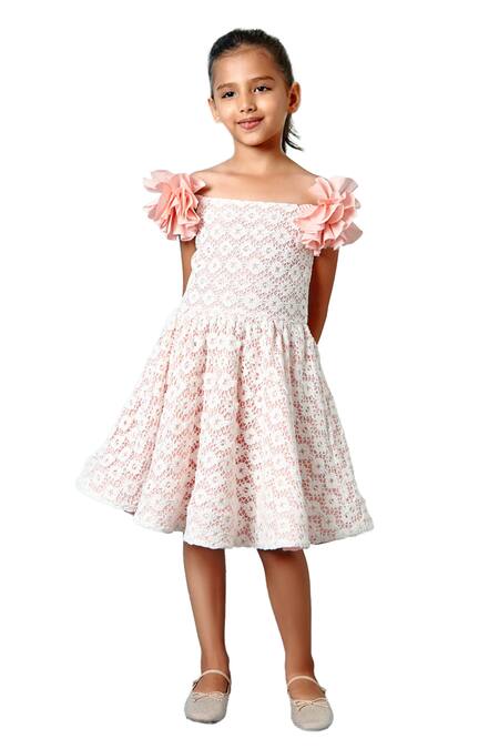 Buy Pnk Isha Arora (Pink) Peach Fabric Floral Off Shoulder Dress Online at Aza Fashions Buy_Pnk Isha Arora (Pink)_Peach Fabric Floral Off Shoulder Dress _Online_at_Aza_Fashions
