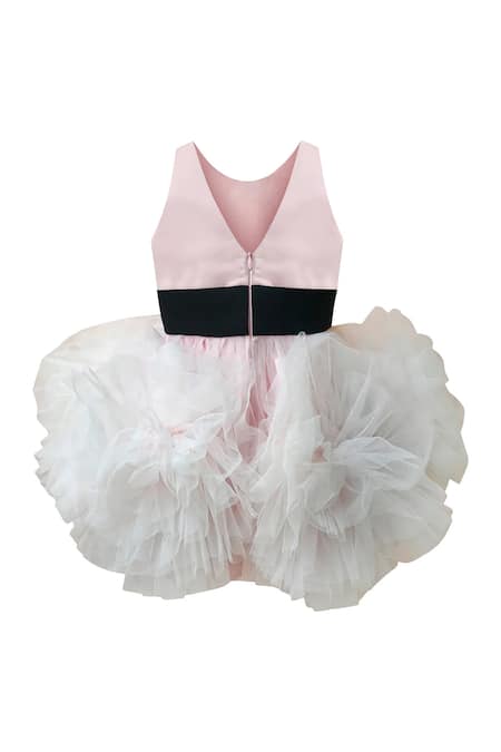 Shop Pnk Isha Arora (Pink) Pink Dupion Embellished Floral Applique Hem Dress at Aza Fashions Shop_Pnk Isha Arora (Pink)_Pink Dupion Embellished Floral Applique Hem Dress _at_Aza_Fashions