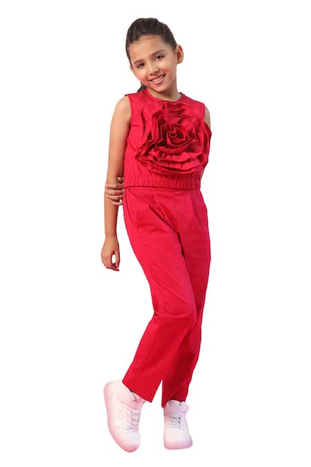 Buy Pnk Isha Arora (Pink) Pink Cotton Lycra Embellished Floral Applique Crop Top With Pant Online at Aza Fashions Buy_Pnk Isha Arora (Pink)_Pink Cotton Lycra Embellished Floral Applique Crop Top With Pant _Online_at_Aza_Fashions