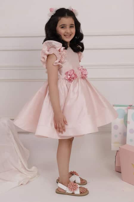 Buy Pnk Isha Arora (Pink) Pink Taffeta Embellished Floral Applique Blossom Placement Dress Online at Aza Fashions Buy_Pnk Isha Arora (Pink)_Pink Taffeta Embellished Floral Applique Blossom Placement Dress _Online_at_Aza_Fashions