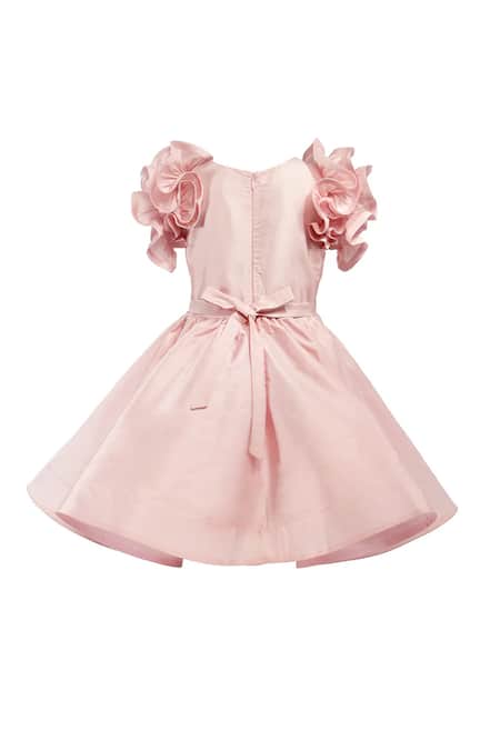 Buy Pnk Isha Arora (Pink) Pink Taffeta Embellished Floral Applique Blossom Placement Dress Buy_Pnk Isha Arora (Pink)_Pink Taffeta Embellished Floral Applique Blossom Placement Dress