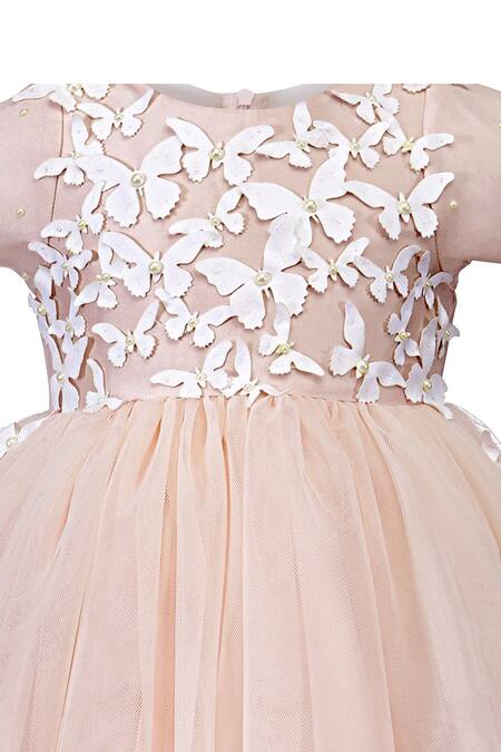 Pnk Isha Arora (Pink) Pink Taffeta Embellished Applique Butterfly High-low Dress Online at Aza Fashions Pnk Isha Arora (Pink)_Pink Taffeta Embellished Applique Butterfly High-low Dress _Online_at_Aza_Fashions