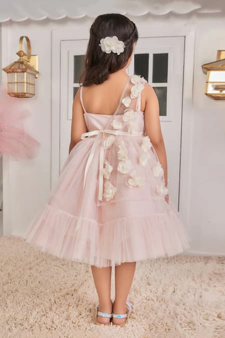 Pnk Isha Arora (Pink) Floral Applique Placement Frill Dress 