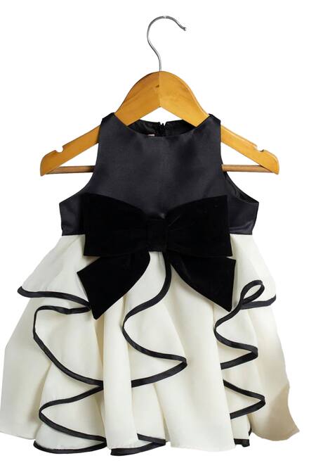 Pnk Isha Arora (Pink) Black Polyester Bows, Ruffles Front Hem Dress Online at Aza Fashions Pnk Isha Arora (Pink)_Black Polyester Bows, Ruffles Front Hem Dress _Online_at_Aza_Fashions