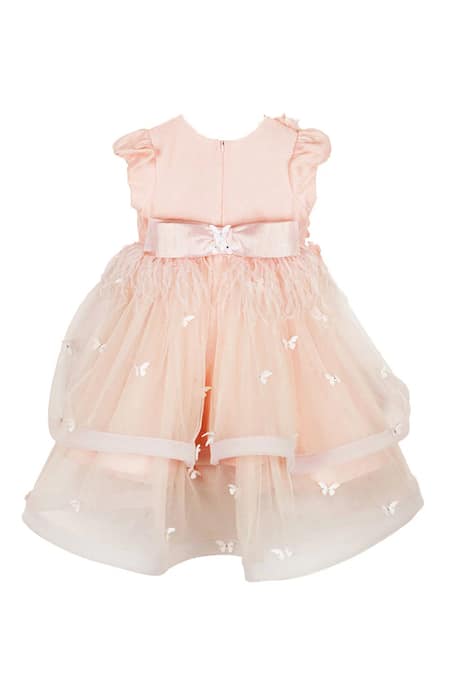 Pnk Isha Arora (Pink) Hand Made Flower Embellished Layered Dress 