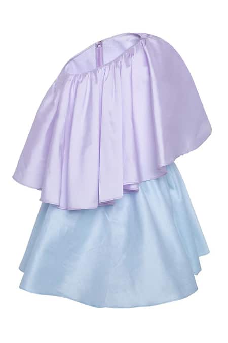 Pnk Isha Arora (Pink) Flared Solid One Shoulder Dress 