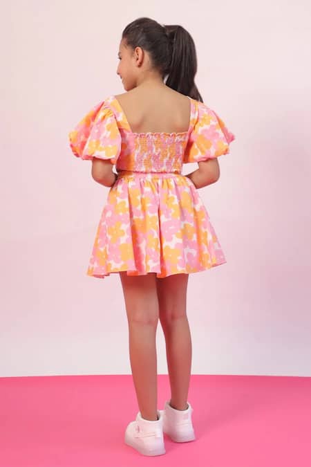 Pnk Isha Arora (Pink) Floral Pattern Crop Top With Skirt 