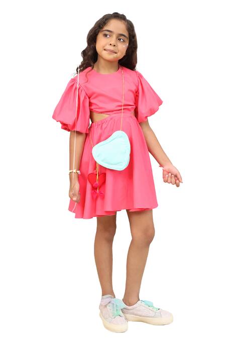 Buy_Pnk Isha Arora (Pink)_Pink Pure Cotton Solid Waist Cut Out Dress  _Online_at_Aza_Fashions
