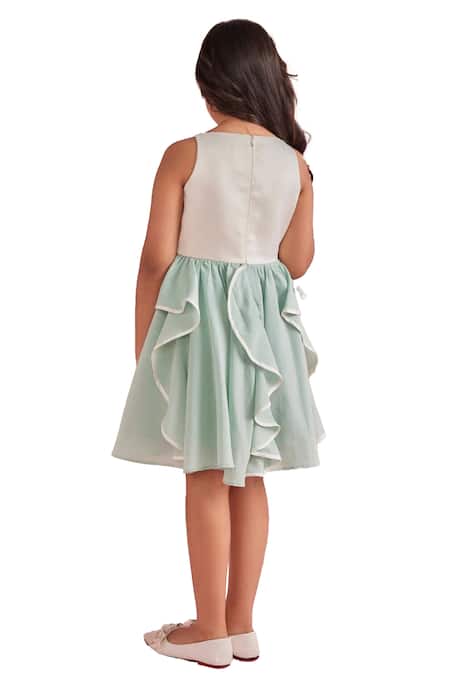 Buy_Pnk Isha Arora (Pink)_Ivory Matt Satin Solid Swirly Short Dress With Bow 