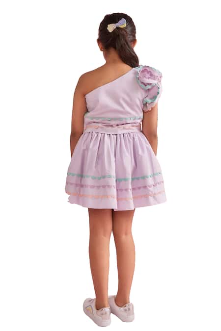 Buy_Pnk Isha Arora (Pink)_Purple Cotton Lycra Embellished Lace Ruffle Crop Top With Gathered Skirt 