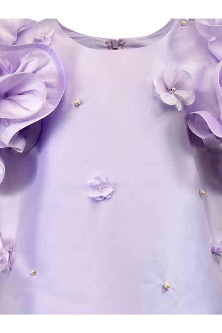 Pnk Isha Arora (Pink)_Purple Lilac Taffeta Embellished Flower Shaft Dress _Online_at_Aza_Fashions