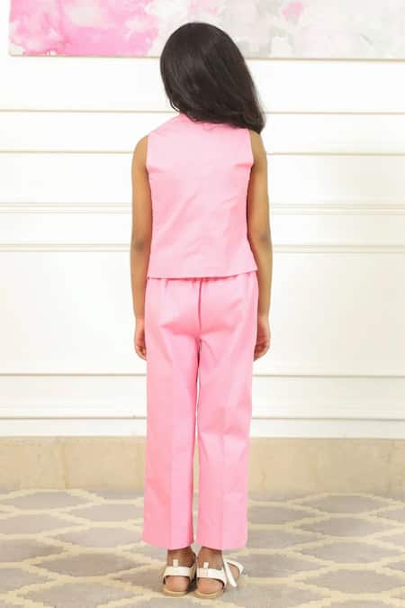 Pnk Isha Arora (Pink) Solid Front Pocket Waist Jacket With Pant 