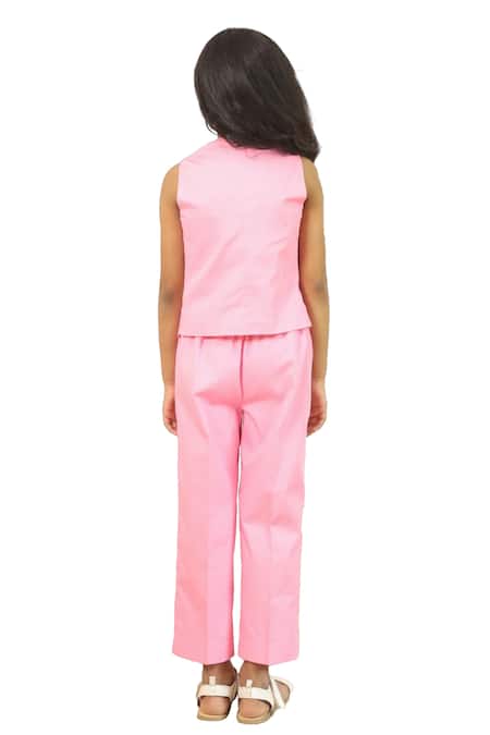 Buy_Pnk Isha Arora (Pink)_Pink Cotton Solid Front Pocket Waist Jacket With Pant 