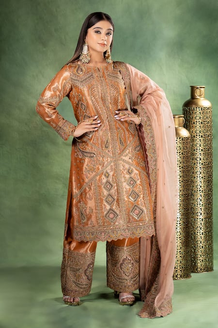 Sidhaarth & Disha Paisley Gul Embroidered Kurta Palazzo Set 